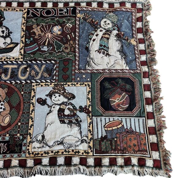 Vintage Goodwin Weavers Christmas Bear Holiday Tapestry Throw Blanket - Picture 2 of 7